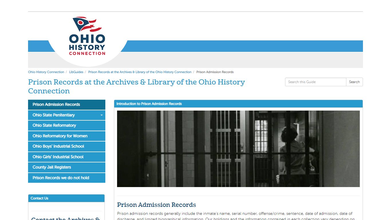 Prison Records at the Archives & Library of the Ohio History Connection